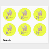 Sticker Rond Personnaliser Bright peach couleur bébé chariot (Feuille)