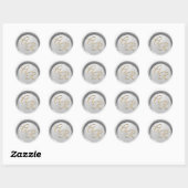 Sticker Rond *~* PERSONNALISER Cire de sceau de mariage argent (Feuille)