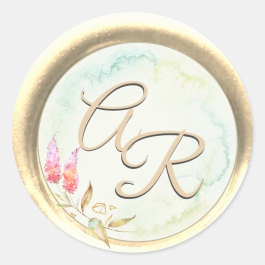 Sticker Rond *~* PERSONNALISER Couronne de fleurs en cire Sceau (Devant)