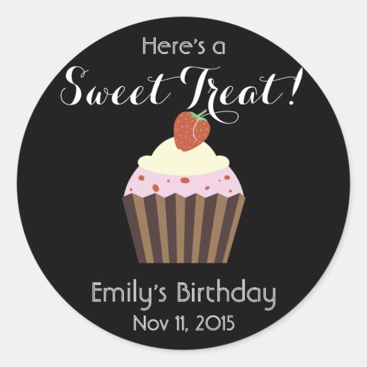 Sticker Rond Personnaliser Cupcake : Fraise Shortcake Favoriser (Devant)