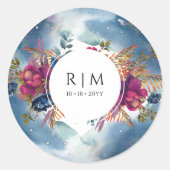 Sticker Rond Personnaliser, Fleur céleste Faveur /Enveloppe Sce (Devant)