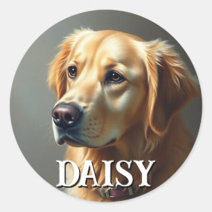 Sticker Rond Personnaliser Golden Retriever