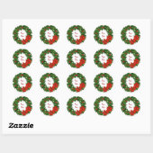 Sticker Rond Personnaliser Holly Wreath (Feuille)