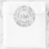 Sticker Rond Personnaliser : "Joyeux anniversaire" Argent Texté (Sac)
