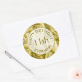 Sticker Rond Personnaliser : "Joyeux Anniversaire" Or Texté (Enveloppe)