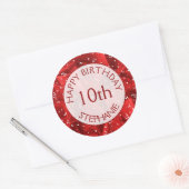 Sticker Rond Personnaliser : "Joyeux anniversaire" Tissu textur (Enveloppe)