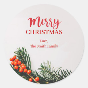 Sticker Rond Personnaliser Joyeux Noël en bande de couronne