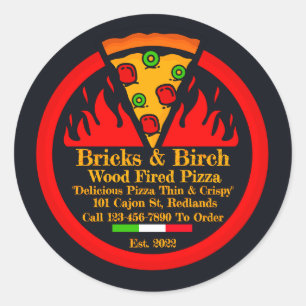 Sticker Rond Personnaliser la promo de restaurant de pizza au f