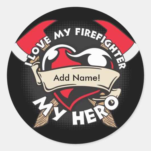 Sticker Rond Personnaliser l'amour Mon pompier (Devant)