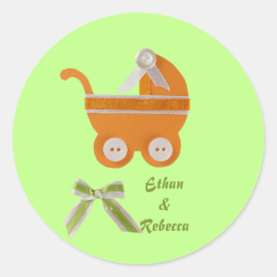 Sticker Rond Personnaliser le baby shower de transport orange
