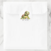 Sticker Rond Personnaliser le nom Texte mignon Turtle Dessin (Sac)