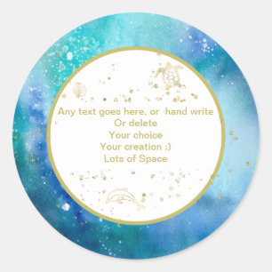 Sticker Rond *~* PERSONNALISER L'Enveloppe Nautical Beach Stick