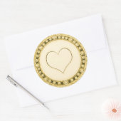 Sticker Rond Personnaliser Modèle or Coeur (Enveloppe)