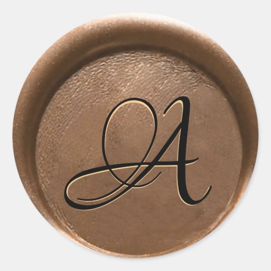 Sticker Rond *~* PERSONNALISER Monogram GOLD Black Wax Seal (Devant)