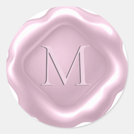 Sticker Rond *~* PERSONNALISER Monogram ROSE Sceau de cire d'or (Devant)