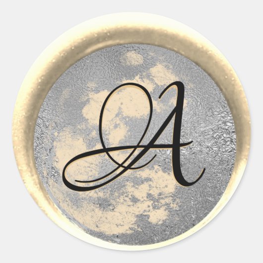 Sticker Rond *~* PERSONNALISER Monogramme Argent plus Sceau de (Devant)
