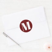 Sticker Rond Personnaliser monogramme nombre initial bordeaux b (Enveloppe)