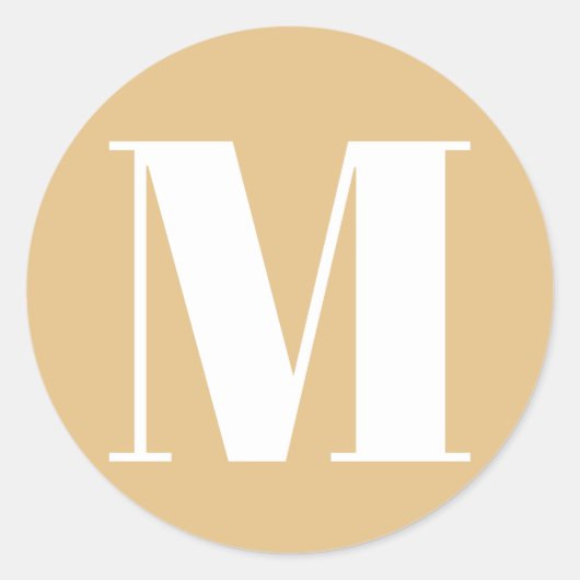 Sticker Rond Personnaliser monogramme nombre initial camel kaki (Devant)