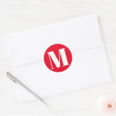 Sticker Rond Personnaliser monogramme nombre initial rouge blan (Enveloppe)