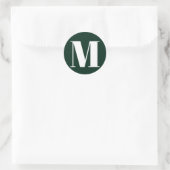 Sticker Rond Personnaliser monogramme nombre initial vert blanc (Sac)