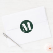 Sticker Rond Personnaliser monogramme nombre initial vert blanc (Enveloppe)