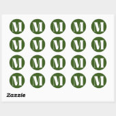 Sticker Rond Personnaliser monogramme nombre initial vert forêt (Feuille)
