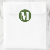 Sticker Rond Personnaliser monogramme nombre initial vert forêt (Sac)