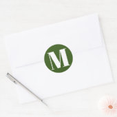 Sticker Rond Personnaliser monogramme nombre initial vert forêt (Enveloppe)