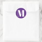 Sticker Rond Personnaliser monogramme nombre initial violet bla (Sac)