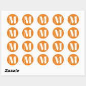 Sticker Rond Personnaliser monogramme numéro initial orange bla (Feuille)