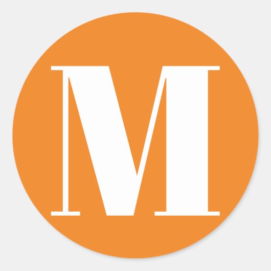 Sticker Rond Personnaliser monogramme numéro initial orange bla (Devant)