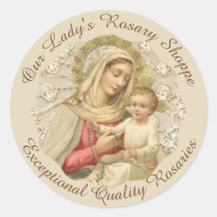 Sticker Rond PERSONNALISER Notre-Dame du Rosaire Bébé Jésus
