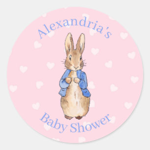 Sticker Rond Personnaliser Pierre le Baby shower lapin