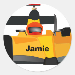 Sticker Rond Personnaliser Race Car Cadeaux de fête d'anniversa