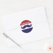 Sticker Rond personnaliser rouge, blanc et bleu moustache desig (Enveloppe)