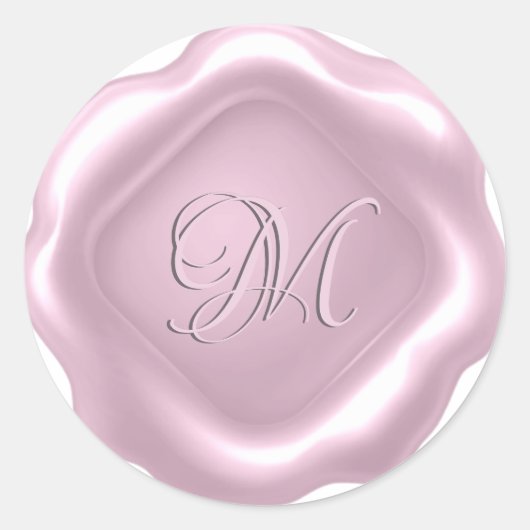 Sticker Rond *~* PERSONNALISER : Sceau d'or ROSE de monogramme (Devant)