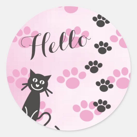 Sticker Rond Personnaliser Texte Chat © Pink Black Empreintes d (Devant)