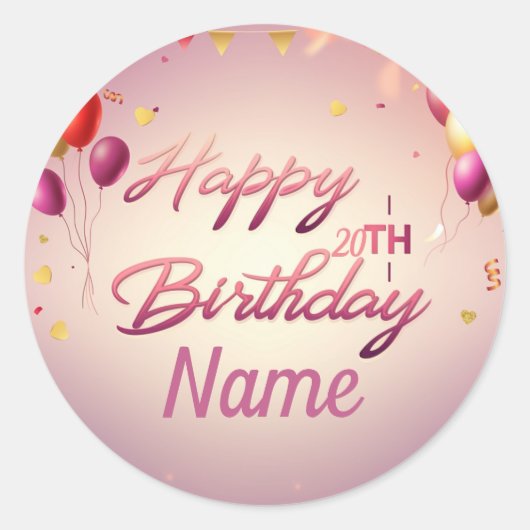Sticker Rond Personnaliser un joyeux anniversaire (Devant)
