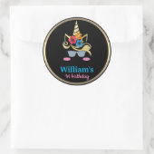 Sticker Rond Personnaliser Unicorn Anniversaire Classic Round S (Sac)