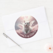 Sticker Rond Personnaliser Whimsical mignon Kitten Rose Ange ai (Enveloppe)