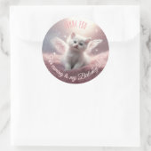 Sticker Rond Personnaliser Whimsical mignon Kitten Rose Ange ai (Sac)