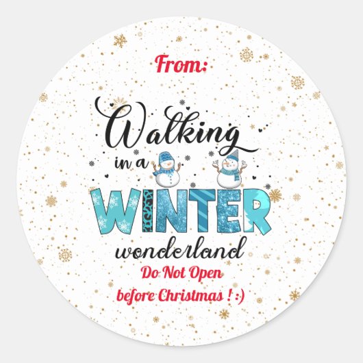 Sticker Rond Personnaliser Winter Wonderland (Devant)