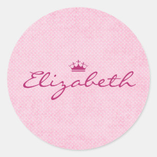 Sticker Rond Personnalisez avec Tiara violet sur Pois roses