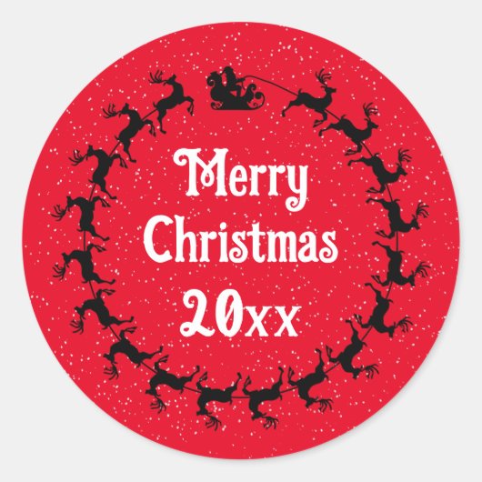 Sticker Rond Personnalisez l'année Père Noël Livraison de traîn (Devant)