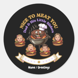 Sticker Rond Personnalisez le cadeau du maître du grill BBQ Nic