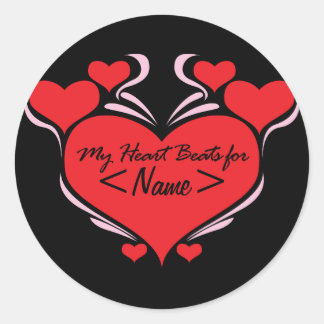 Sticker Rond Personnalisez les battements de cœur pour, <Name>