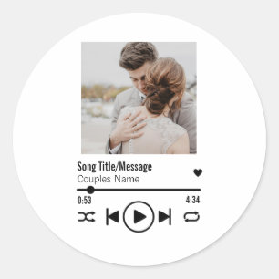 Sticker Rond Personnalized Newlywed Photo Song Playlist