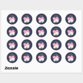 Sticker Rond Personne Chat Texte mignon Blanc Kitty Chat Dormir (Feuille)