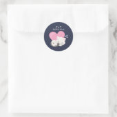 Sticker Rond Personne Chat Texte mignon Blanc Kitty Chat Dormir (Sac)