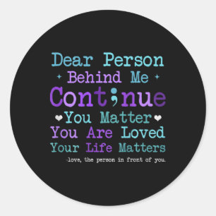 Sticker Rond Personne Derrière Moi Prévention Du Suicide Et Dép